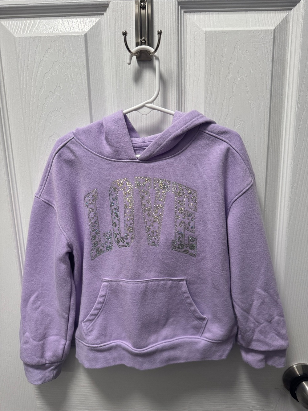 Cat & Jack Lavender Glitter LOVE Hooded Pullover